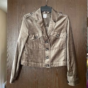 Cabi Sunday Topper Gold/Taupe Velvet Jacket S #3377
